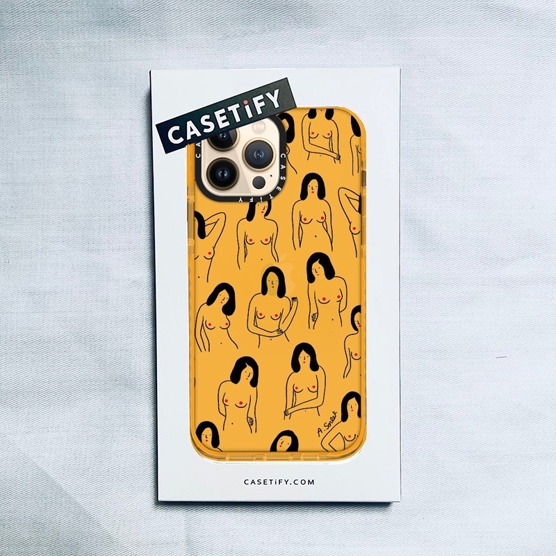 CASETiFY X Woman Boobs Yellow Case IPhone 13 12 11 Pro Max Mini XS MAX XR X SE 6 6S 7 8 Plus Soft Ca