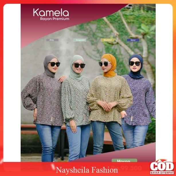Kamela Blouse By Ghina Fashion Kemeja Kekinian Simpel Adem Di Pakai Seharian