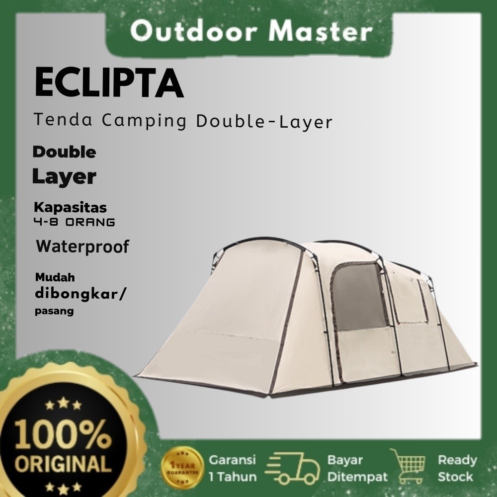 Outdoor Master  BERGARANSI 1 TAHUN Tenda Camping LANDWOLF ECLIPTA Kapasitas 4-8 Orang Tunnel 4P Doub