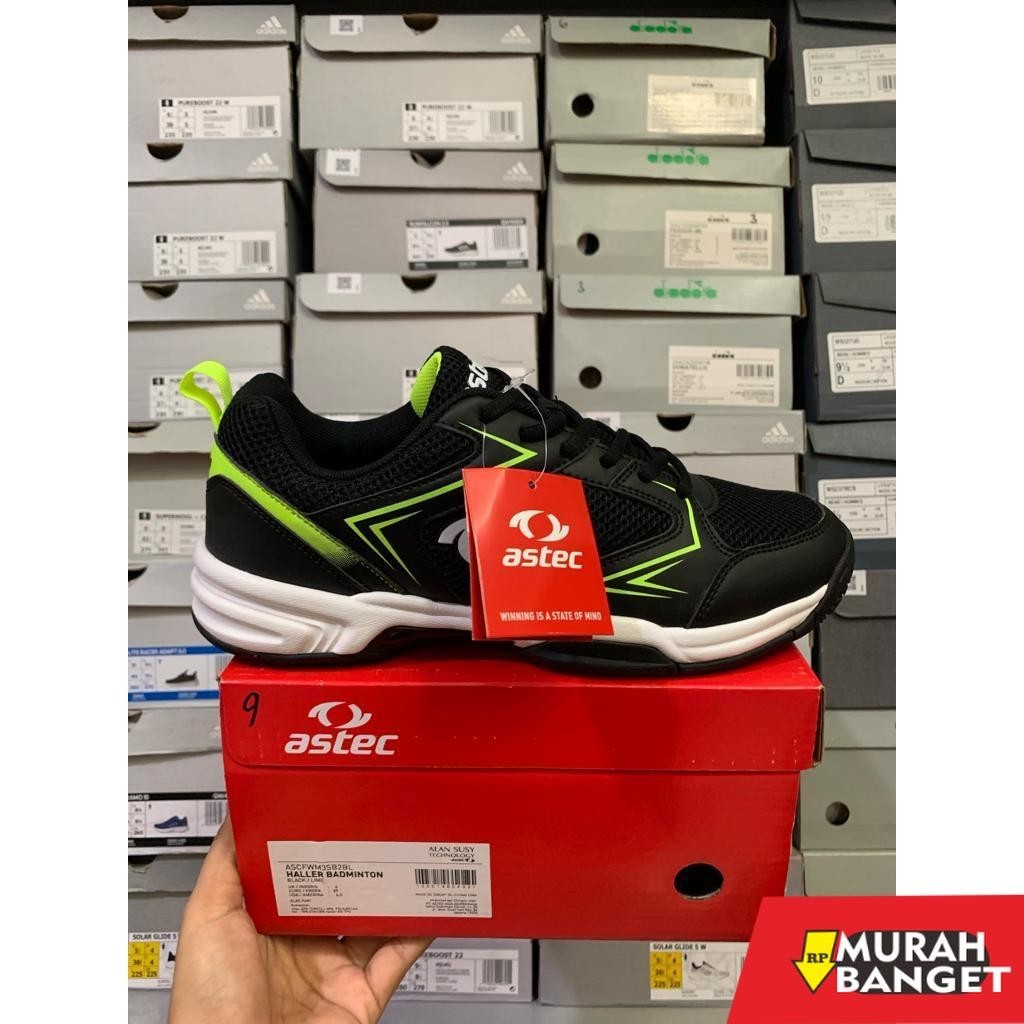 Sepatu olahraga- Astec Haller Badminton Black/Lime Men's Shoes Original