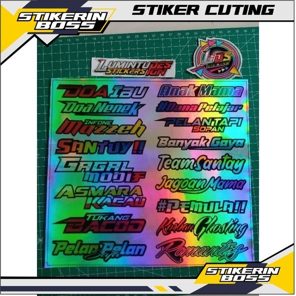 Stiker Kata Kata / Sticker Hitz / Sticker Viral / Stiker Bengkel / Sticker Racing / Sticker Hologram