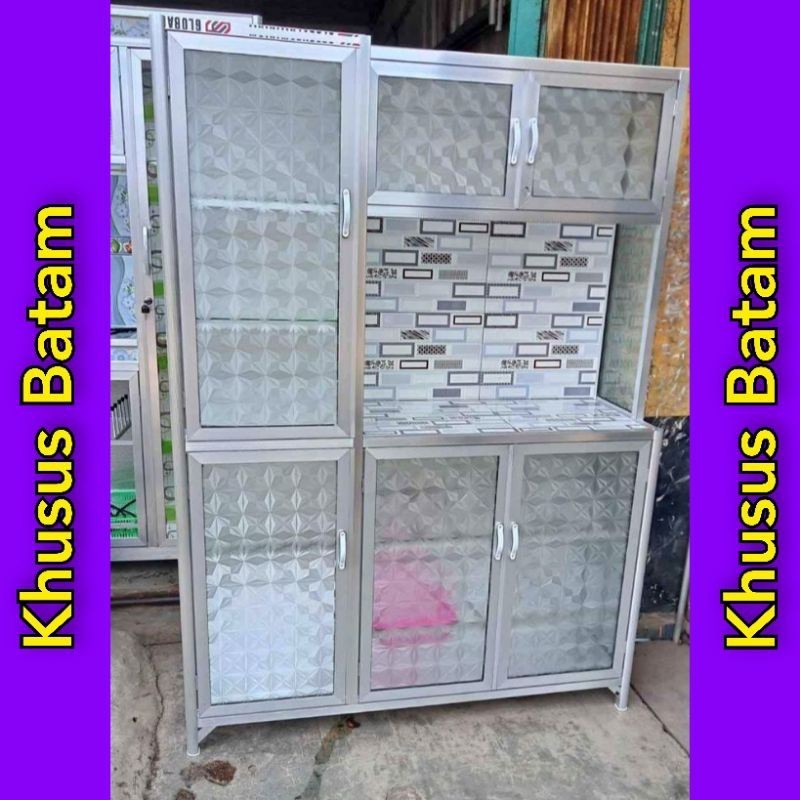 Rak piring 3pintu keramik box variasi polos daimond/lemari piring [KHUSUS BATAM]