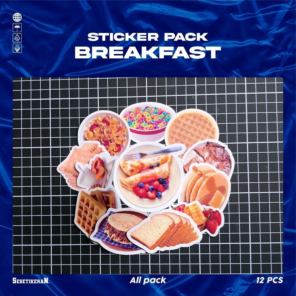 

COD✨ Sesetikeran Stiker Pack Kartun INS Style Breakfast Keren Untuk Koper Laptop Skateboard