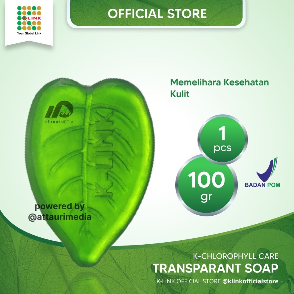 K-Link K-Care Chlorophyll Transparant Soap 100 gr Sabun Klorofil Sabun K-Link Sabun Mandi Klorofil K