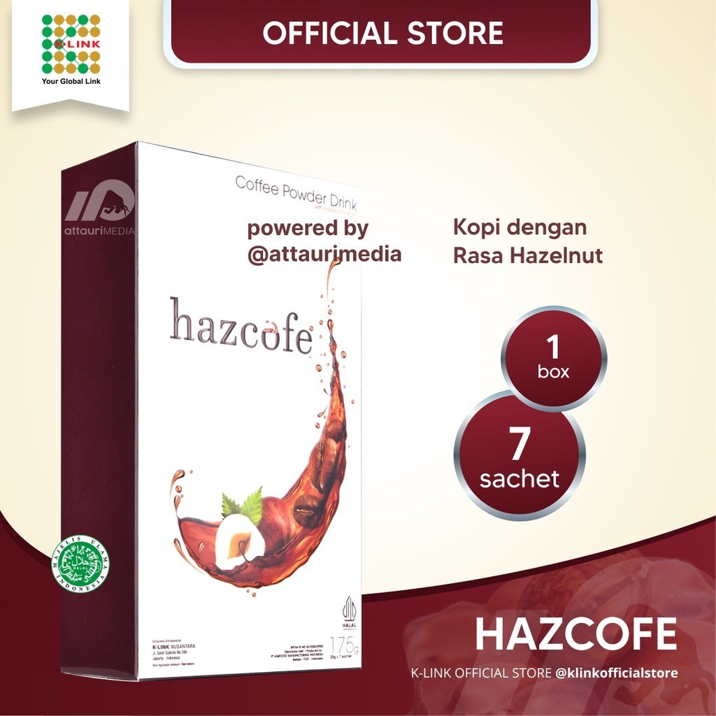 

HazCofe Original K-Link (1 Box isi 7 Sachet) Kopi Serbuk dengan Biji Kopi Robusta pilihan Ekstrak Hazelnut dan Gula Aren dengan Olahan Teknologi yang Canggih