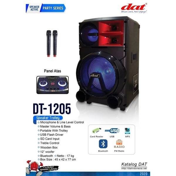 Speaker DAT DT-1205 Trolley Free 2 Mic Wireless 12 Inc + Tweeter
