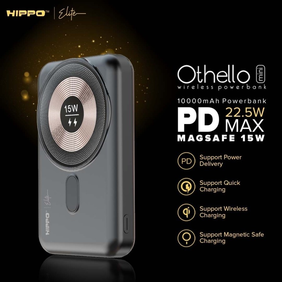 [ PB HIPPO OTHELO 5 10000 MAH ]- POWER BANK HIPPO othello 5 mini wireless MAGSAFE PD/MP 22.5W 10000m