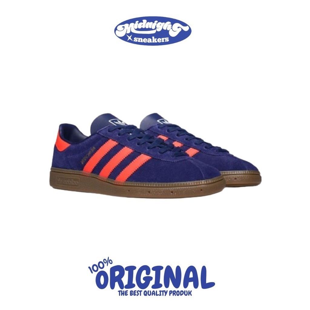 [MS] Sepatu Sneakers Adidas Munchen Dark Blue Solar Red 100% Original BNIB