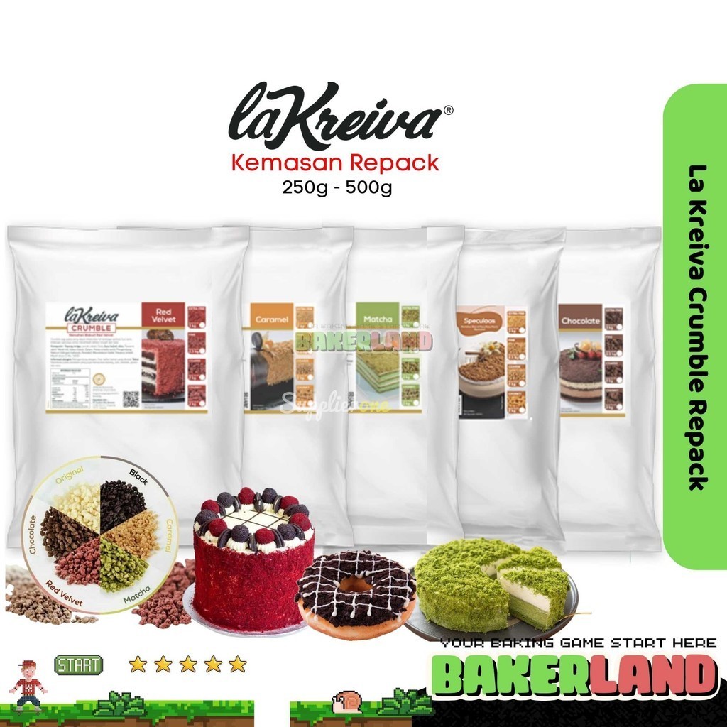 

La Kreiva Crumble / Crumble Topping / Toping Kue / Crumble Red Velvet / Caramel Crumble / La Kreiva Crumble Red Velvet / Red Velvet Crumble