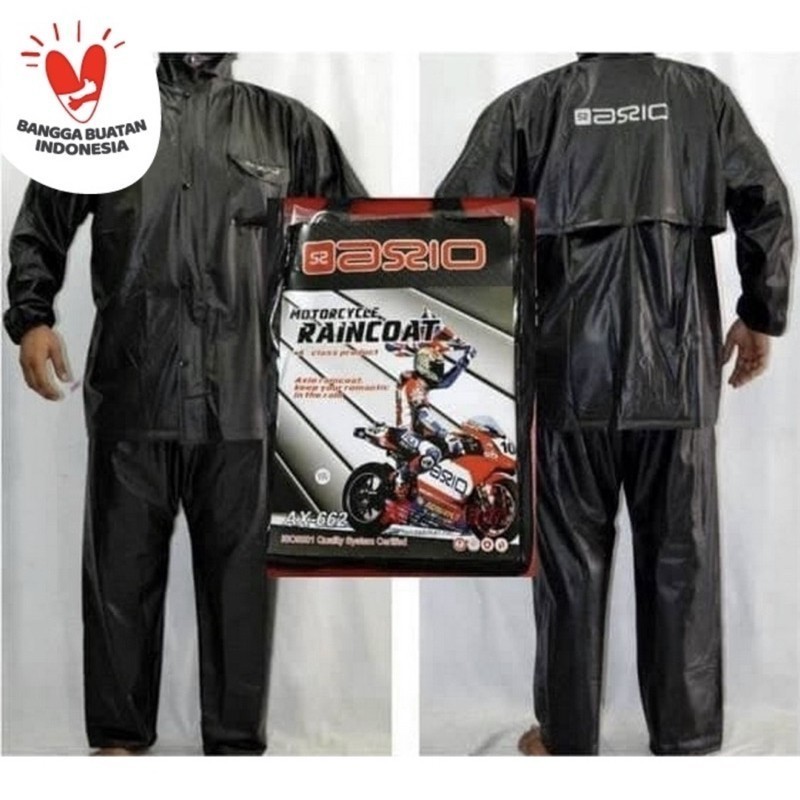 Jas Hujan AXIO 662 Setelan Jaket Celana Dewasa Pria Wanita - Mantel Bahan Karet Rubber Elastis Lentu
