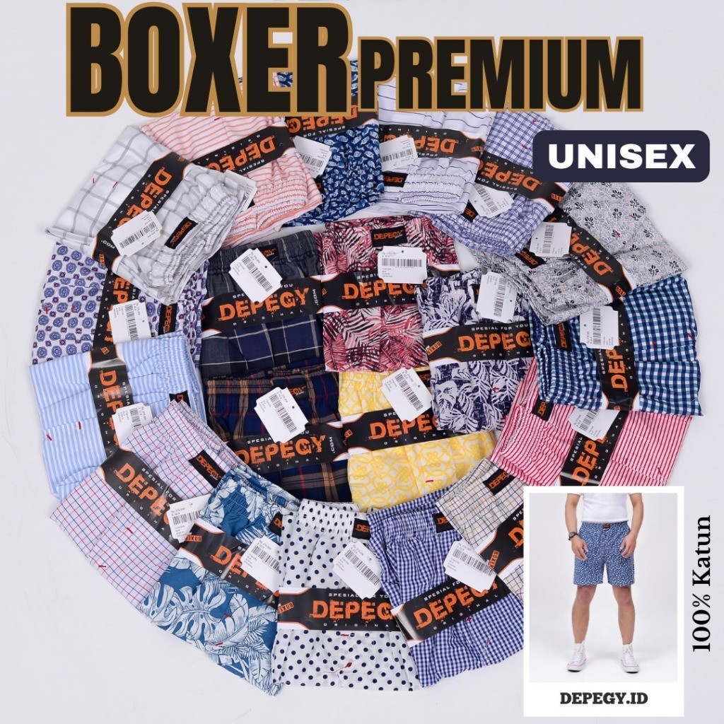Celana Boxer Pria Cowok Dewasa Original Katun Cotton Premium Motif Distro Unisex Remaja Kancing Depa