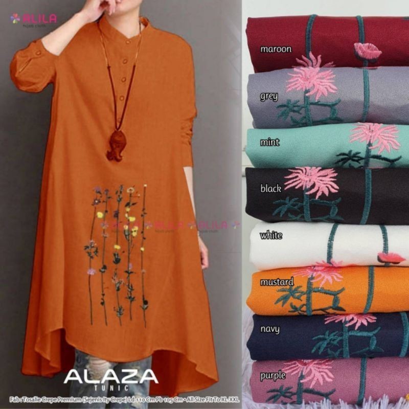 CALLIANA - COD ORIGINAL ALILA ANARA AYANA ALAZA TUNIK ATASAN Muslim CREPE WANITA MIX BORDIR FIT XL L