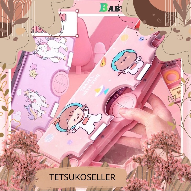 

【COD】Kotak Alat Tulis/Kotak Pensil Pola Kartun Rautan Kapasitas/Tempat Pensil Dua Lapis Bahan Plastik Multifungsi Untuk Anak /alat tulis aesthetic TTS