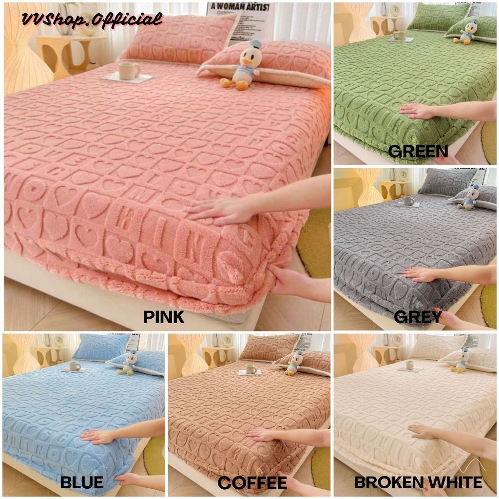 Sprei/ Selimut/ Sarung Bantal/ Bahan Bludru Halus/ Motif Timbul