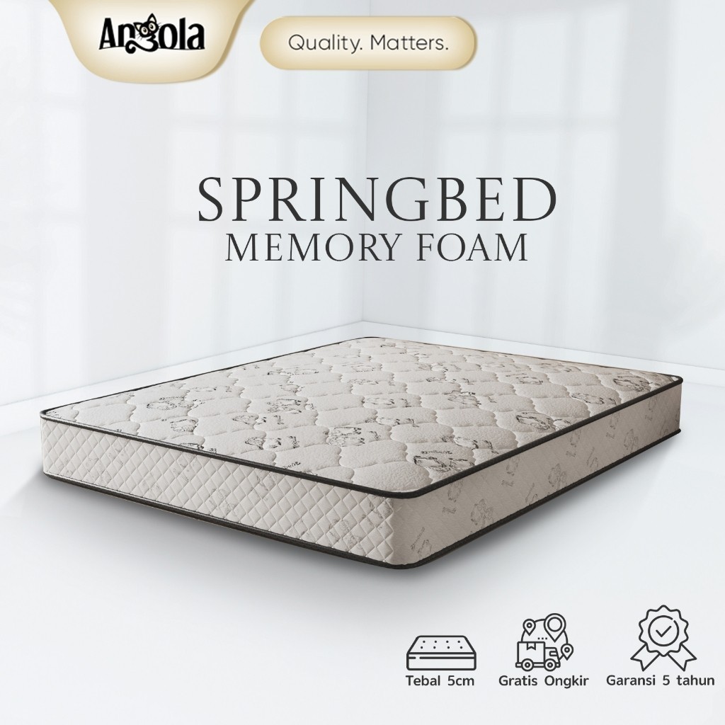 ANGOLA Spring Bed Memory Foam K10 Ukuran 100x200 / 120x200 / 160x200 / 180x200