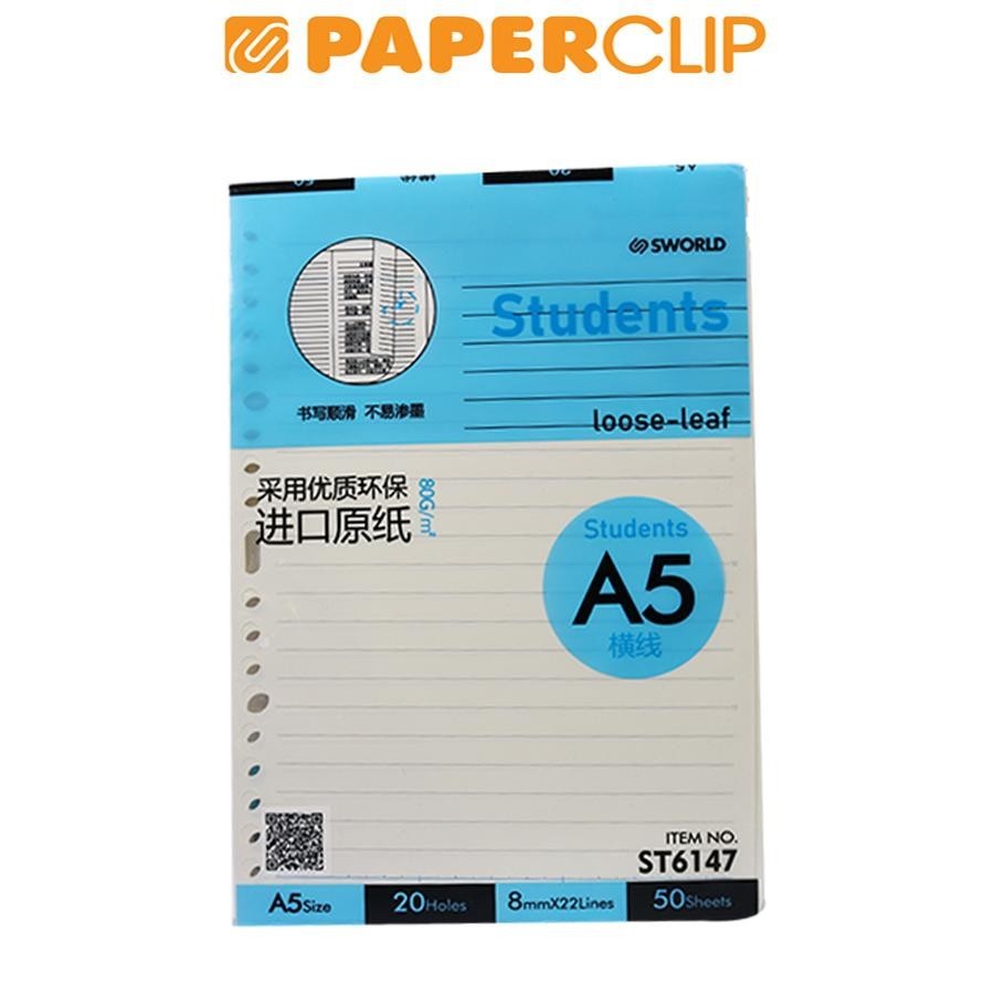

LOOSE LEAF A5 SWORLD STUDENTS ST6147 20H 50P LINED