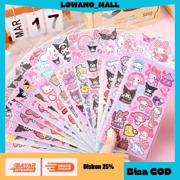 

[[LOWANOMALL]] TERLARIS Sticker Sanrio Hologram Deco Stiker Anak Lucu Murah Glossy LOTSO COD