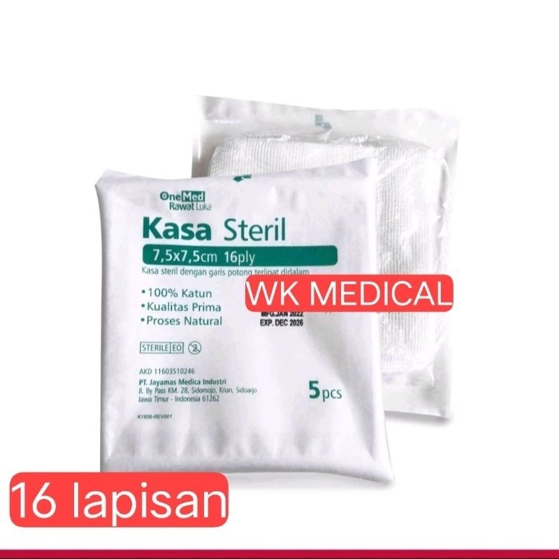 🩵WK Medical🩵 Kasa Steril 7165 Onemed Kasa Steril Onemed 7.5x7.5cm 16ply isi 5 PCS BIASA