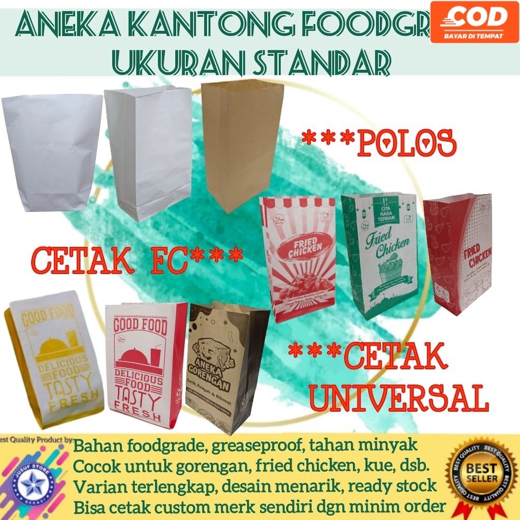 

50pcs Kantong Kertas makanan, paper bag makanan, paperbag foodgrade