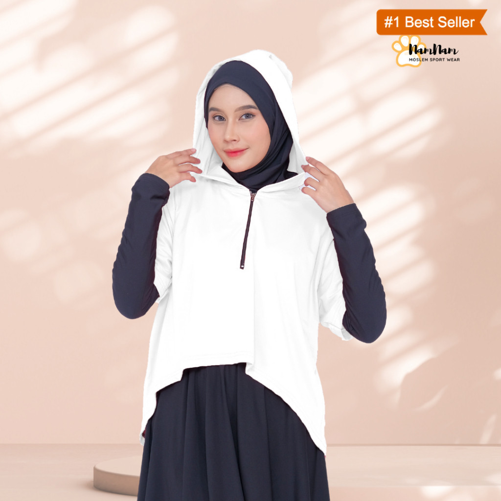 Asymmetric Hoodie Olahraga croptop Wanita Muslim