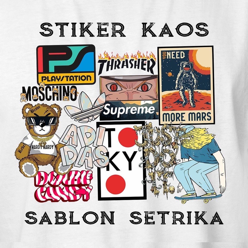 Stiker Sablon Setrika Kaos Anime Aesthetic DTF Gosok Baju Gambar Keren kekinian