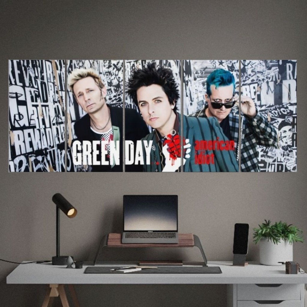 Poster Kayu 1 SET 4pcs - 5 Pcs 15x30 Hiasan Dinding Aesthetic Dekorasi Kamar band GreenDay nirvana p