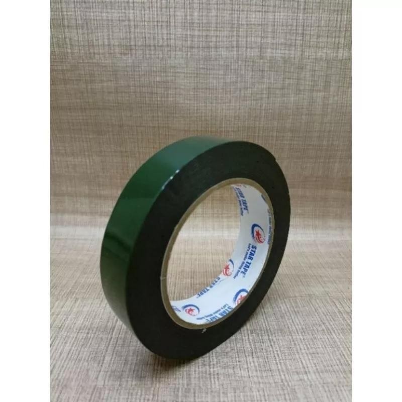 

Double Tape Pe Spons Hijau Lakban Solasi Eva Foam Super Kuat Lengket Seven Star 12mm & 24 Mm X 5 Meter