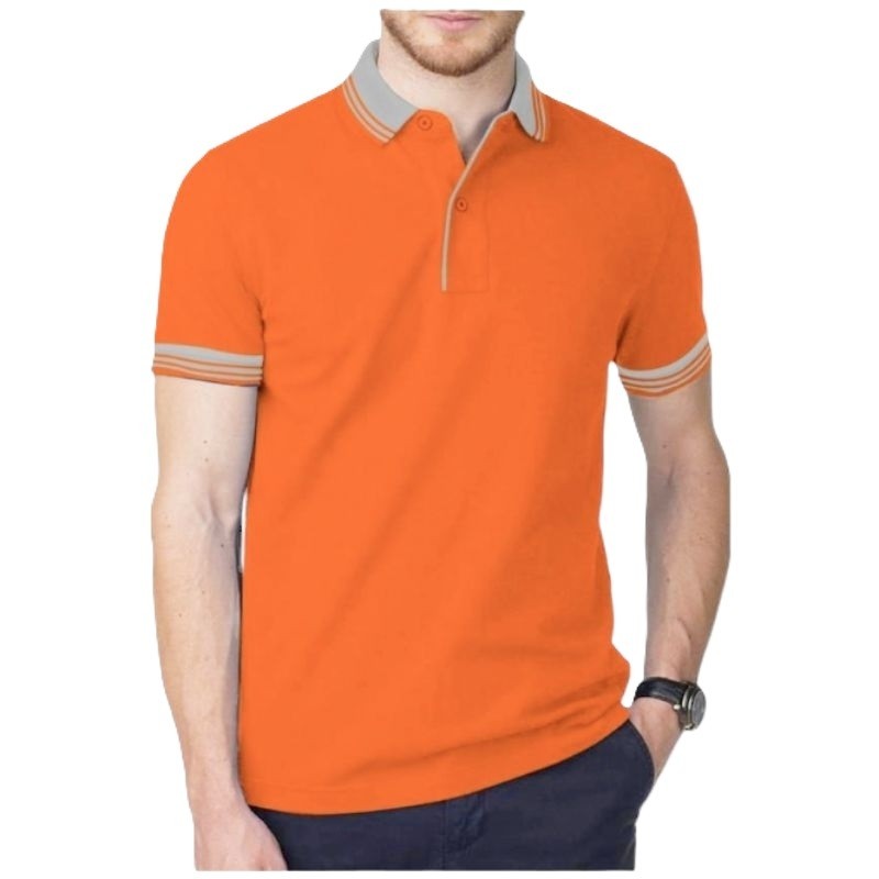 KAOS POLO SHIRT LENGAN PENDEK KERAH KOMBINASI BAJU PRIA WANITA POLOS WARNA HITAM PUTIH COKLAT KUNING