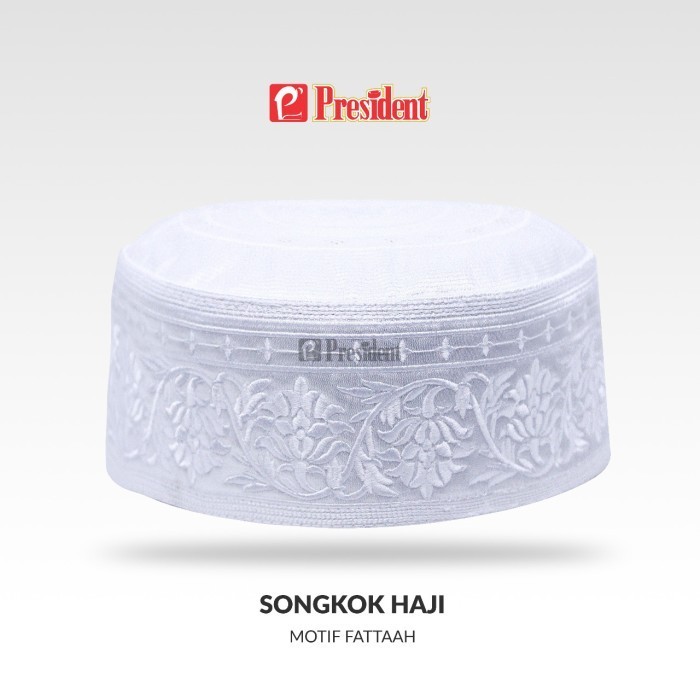 PROMO-Songkok Haji Putih Peci Putih President Kopiah Putih Motif Al Fattah - 5 / Peci Terlaris / Pec