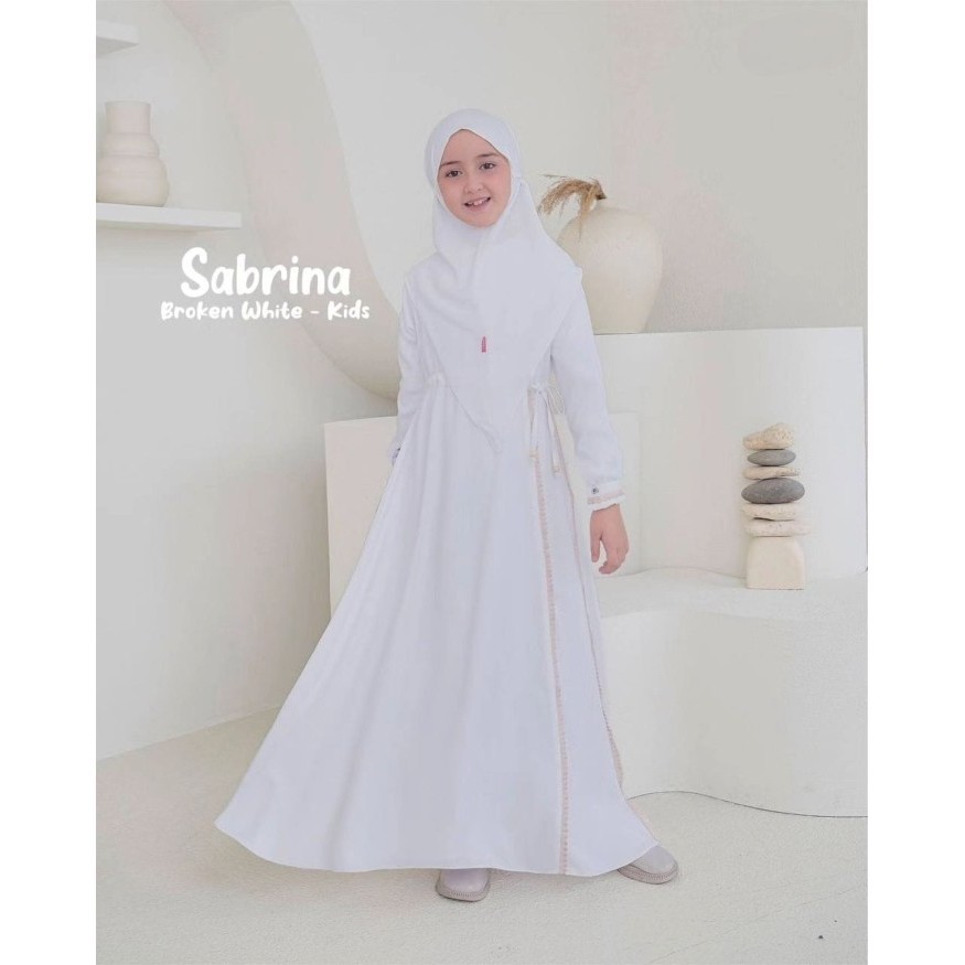 PROMO-Baju Gamis Putih Anak Perempuan 9-12 tahun Dress Manasik Anak Sabrina