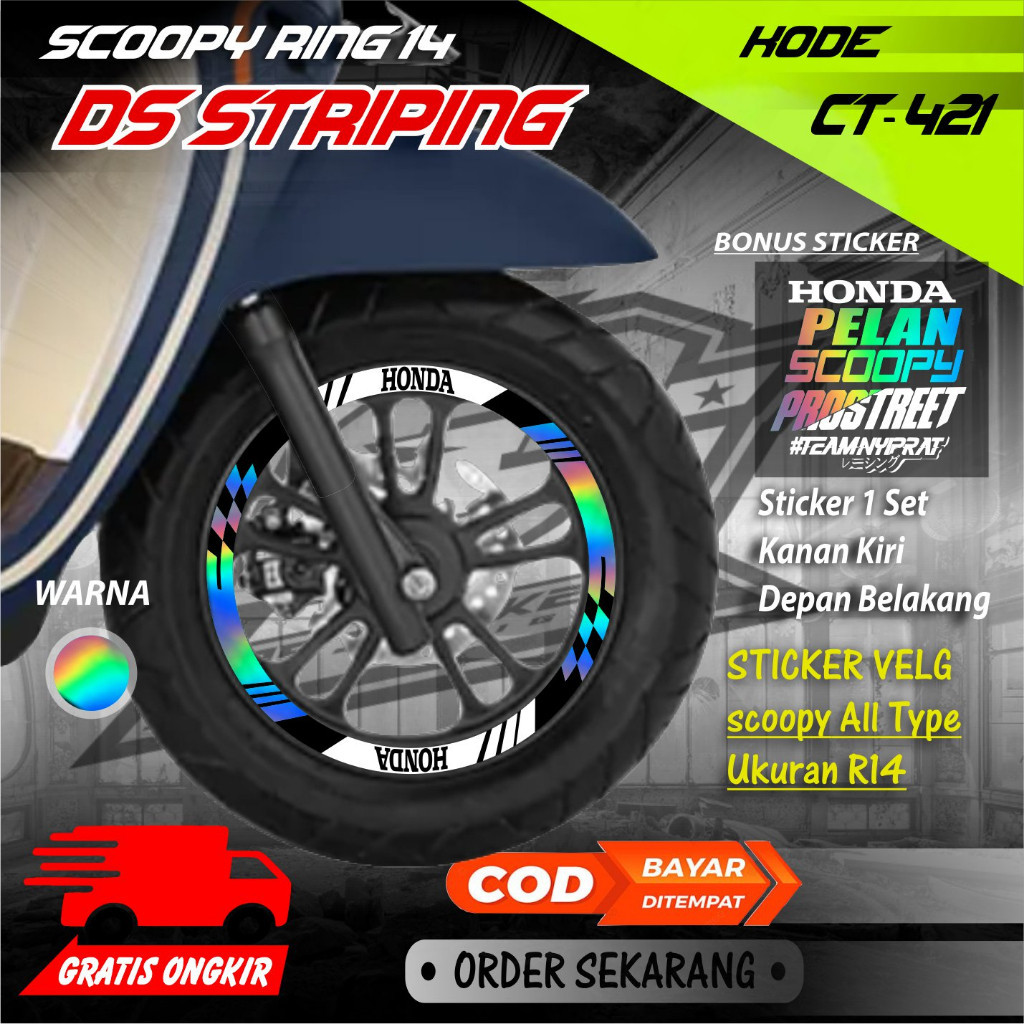 Ct-421 Cutting Stiker Variasi Velg Motor Scoopy Ring14