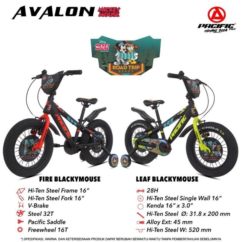 SEPEDA ANAK COWOK BMX 12 / 16 / 18 INCH PACIFIC AVALON 3.0 / MICKEY MOUSE BAN 3.0 JUMBO BESAR ASLI M