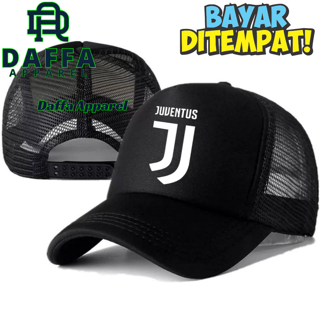 Daffa Apparel Topi Trucker JUVENTUS - Topi Distro JUVENTUS Logo - Topi JUVENTUS Premium - Topi Pria 