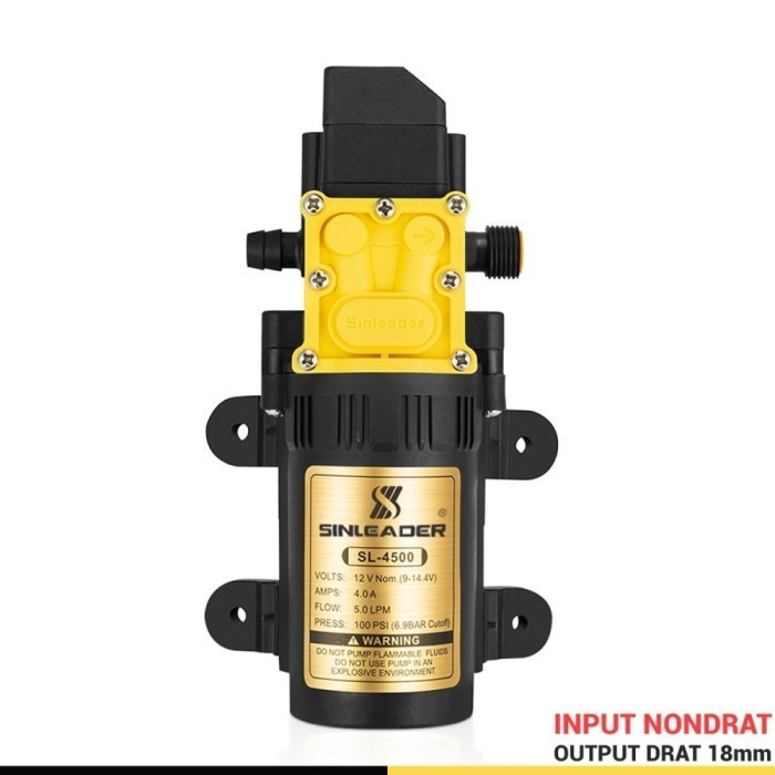 Sinleader Pompa DC 12v 80psi Alat Siram Misting Steam Sprayer Not Hiu - Bevel to Drat