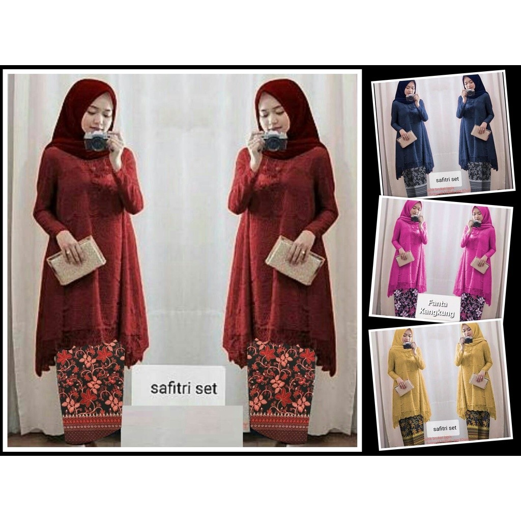 Setelan Kebaya Modern SAFITRI / Kebaya brukat Wisuda / Kebaya Pesta Kondangan Bridesmaid/ Menyala