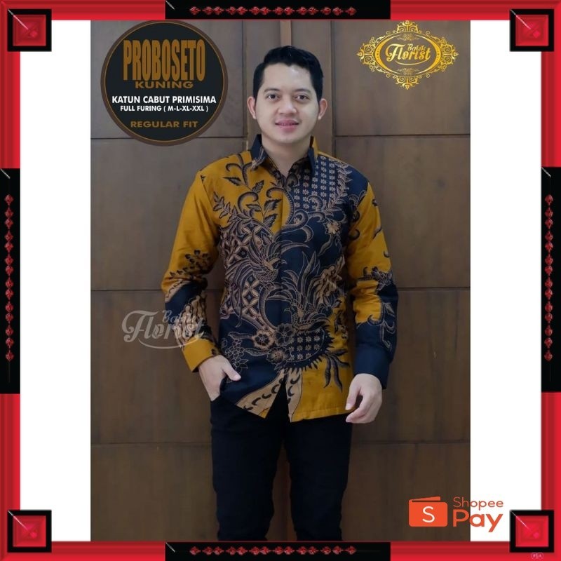 [PREMIUM ORIGINAL] KEMEJA BATIK PROBOSETO KUNING NON FURING KATUN HALUS SRAGENAN SIZE S-XXL HIGH QUA