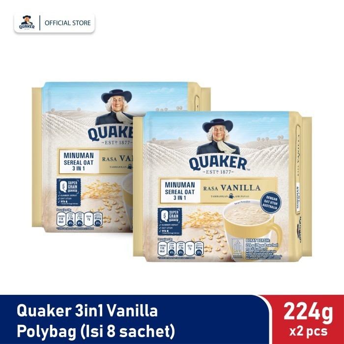 

[Terbaru] Quaker 3in1 Vanilla Polybag 224g Twin Pack Minuman Sereal Oats