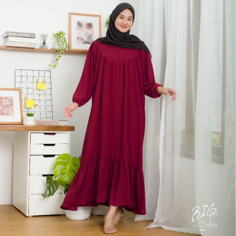 °BIGSALEPLUS° Gamis JUMBO Crinkle Premium LD 130 - 140 Elegan Simple Mewah Tapi Murah//BAJU WANITA M