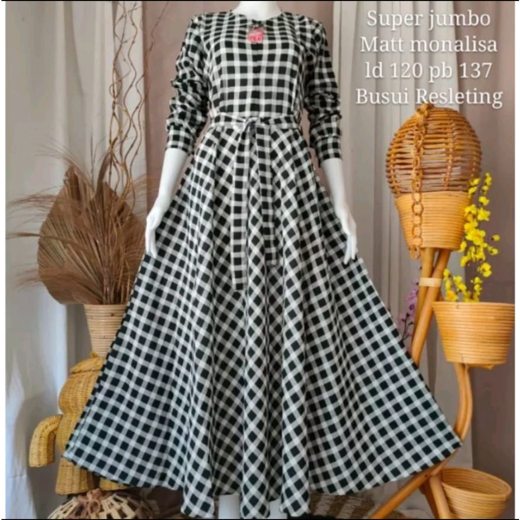 gamis SATIVA kotak kecil terbaru gamis trendi wanita//BAJU WANITA MODEL BARU / MURAH PROMO