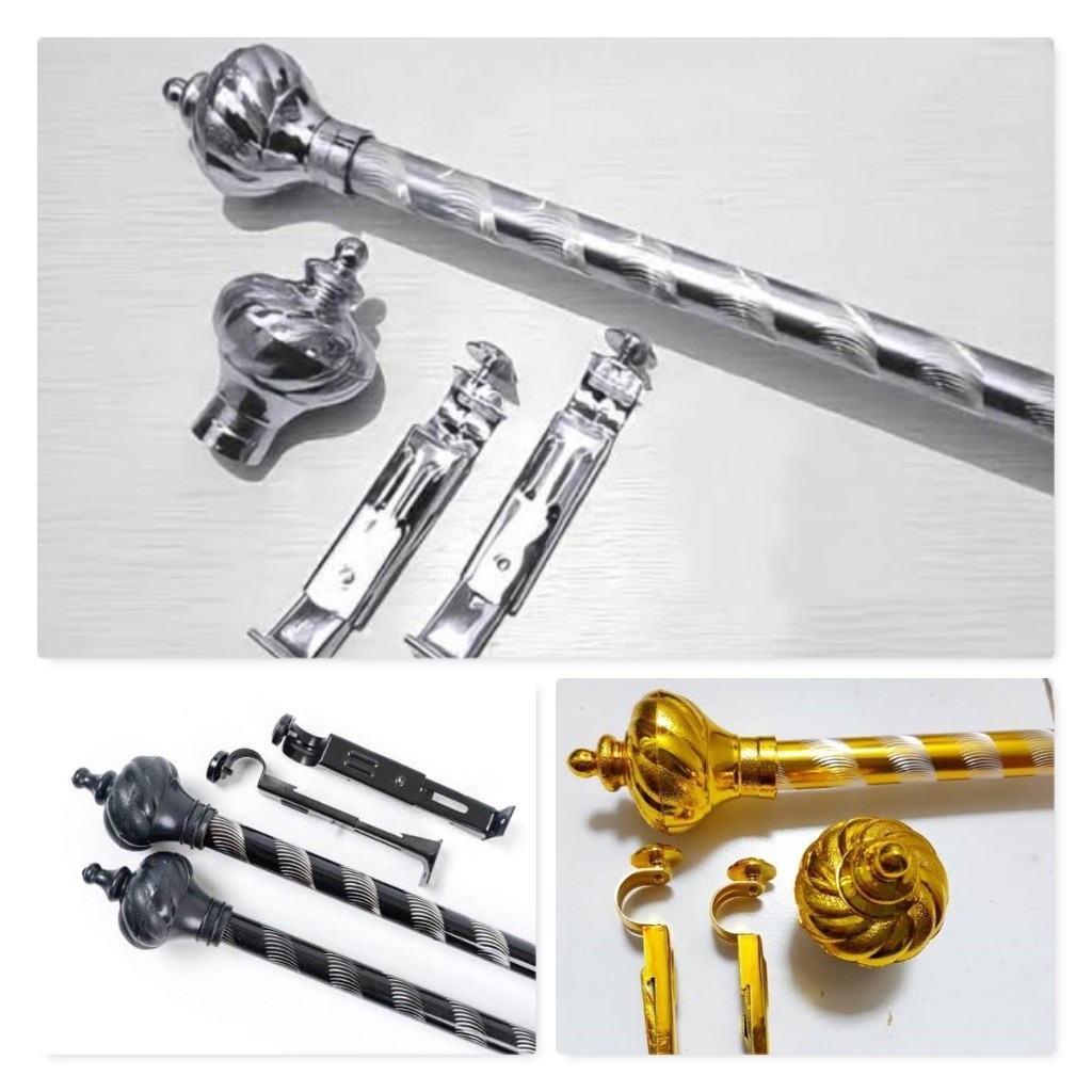 PIllo - Batang Gorden Full Set Besi / Gorden Tongkat / Hordeng Motif Uril / Stick Gordyn Ring