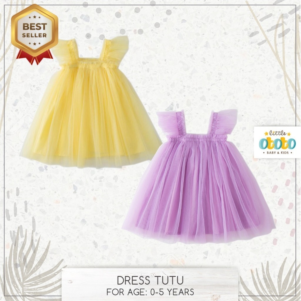 0-5th DRESS  TUTU BABY YELLOW / LILAC - GAUN anak pesta Baju Bayi Tile Tulle Elegan Balita newborn