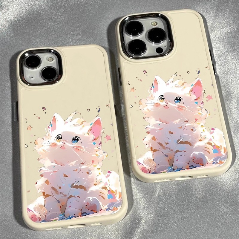 CoupleCasing TPU Soft Silicone Kartun Kucing Putih Casing Kompatibel Untuk iPhone 11 PRO MAX 12 PRO 