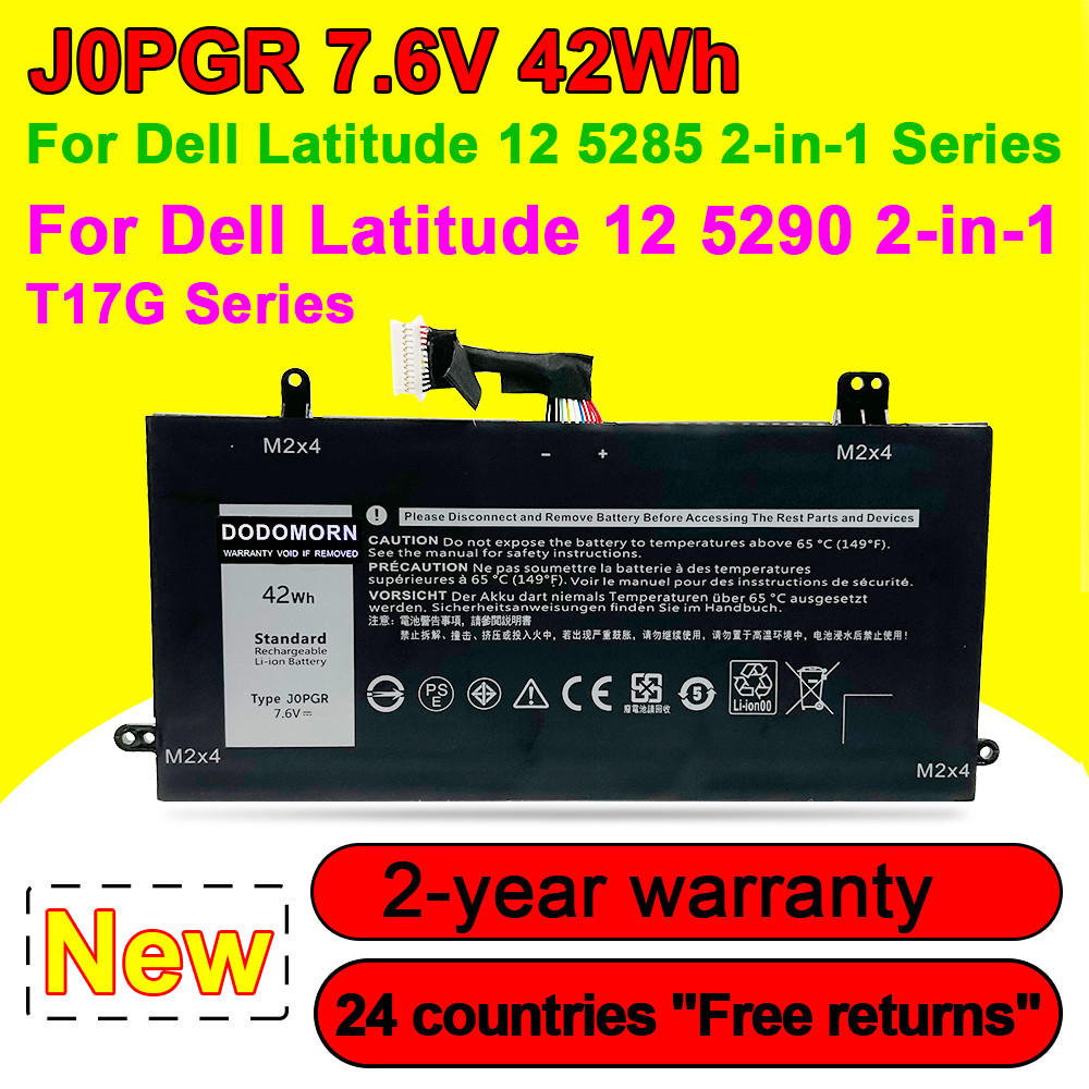 J0PGR Laptop Battery For Dell Latitude 12 5285 5290 2-in-1 Series JOPGR T17G X16TW 1WND8 7.6V 42Wh R