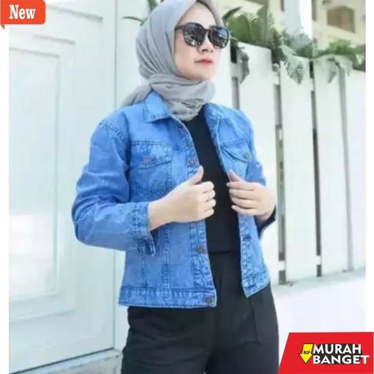 Hoodie wanita shopee JAKET JEANS CEWEK SNOW HITAM // JAKET BIONDY // JAKET JEANS TEBAL // JAKET WANI