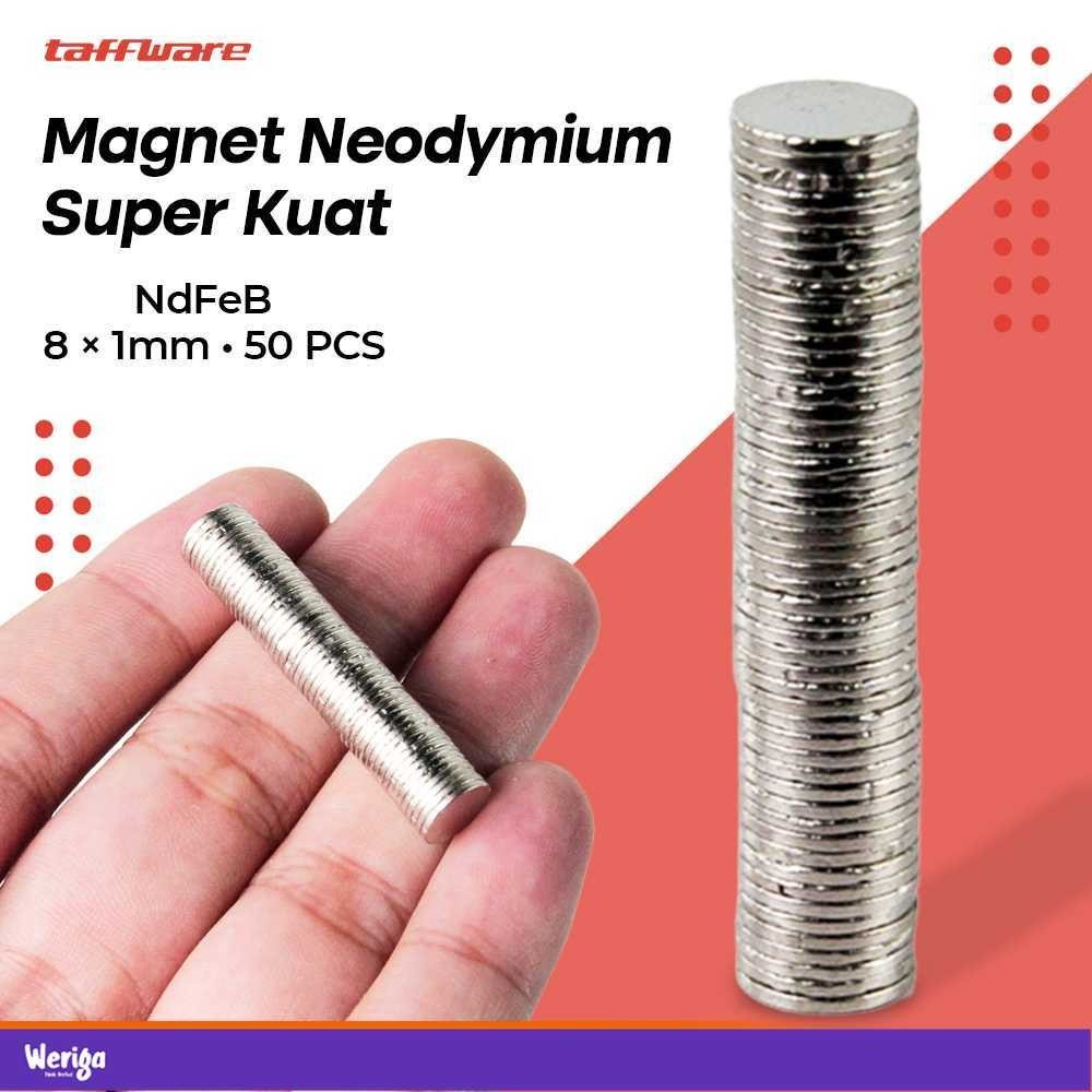 

Taffware Magnet Neodymium Super Kuat N35 NdFeB 8x1mm 50 PCS