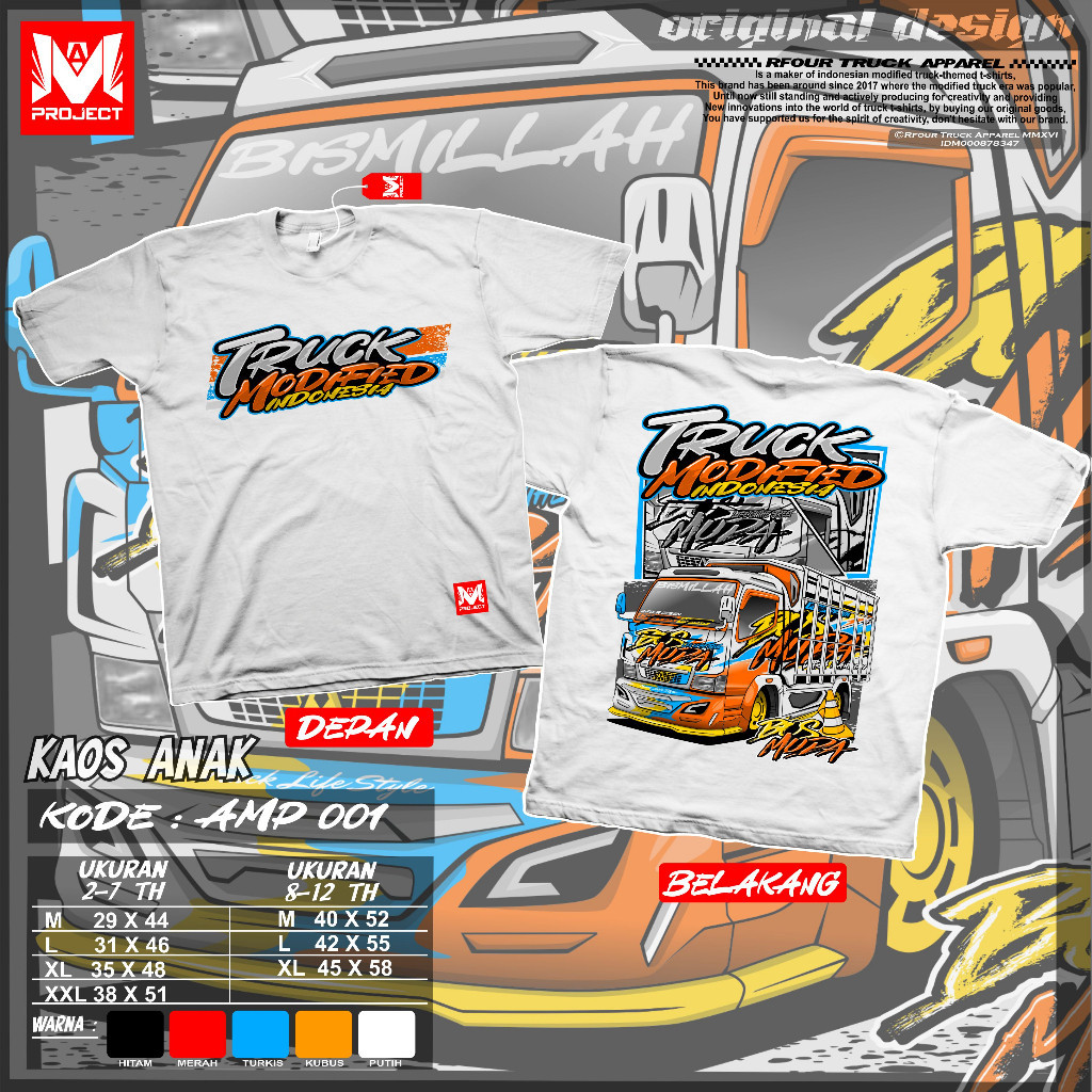 KAOS TRUCK ANAK UMUR 2-12 TAHUN KAOS ANAK GAMBAR TRUCK OLENG KAOS TRUCK MODIF ANAK TANGGUNG KAOS TRU