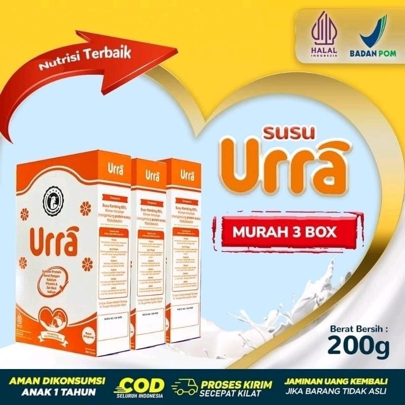 

Bisa COD Urra Paket 1 BOX URRA Susu Kambing Saneen Untuk Penambah Berat Badan & Tinggi Badan Anak