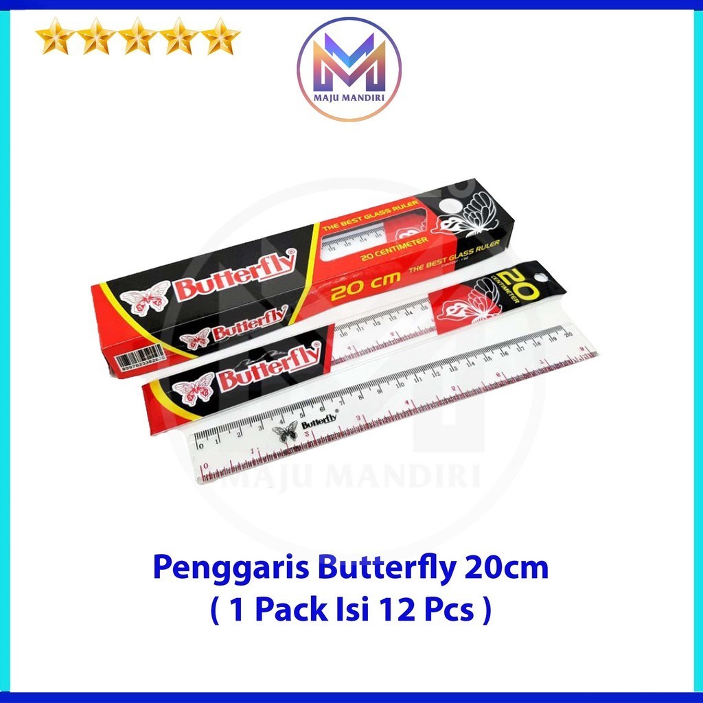 

Penggaris Plastik Butterfly 20 cm / Ruller Per Pack Isi 12 Pcs