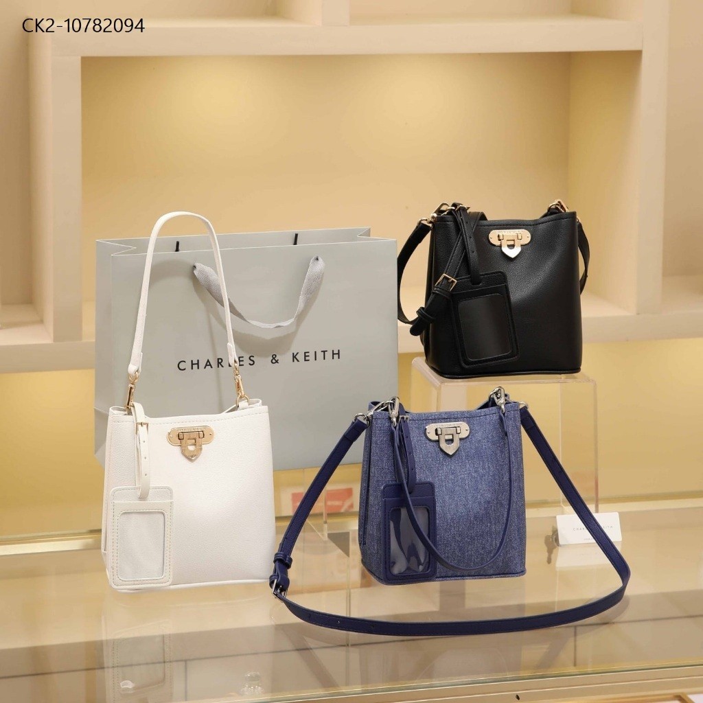 SB TAS HANDBAG WOMAN CK2-10782094 BAHAN KULIT DENIM SEMI PLATINUM TENTENG HANDBAG SHOULDER BUCKET BA