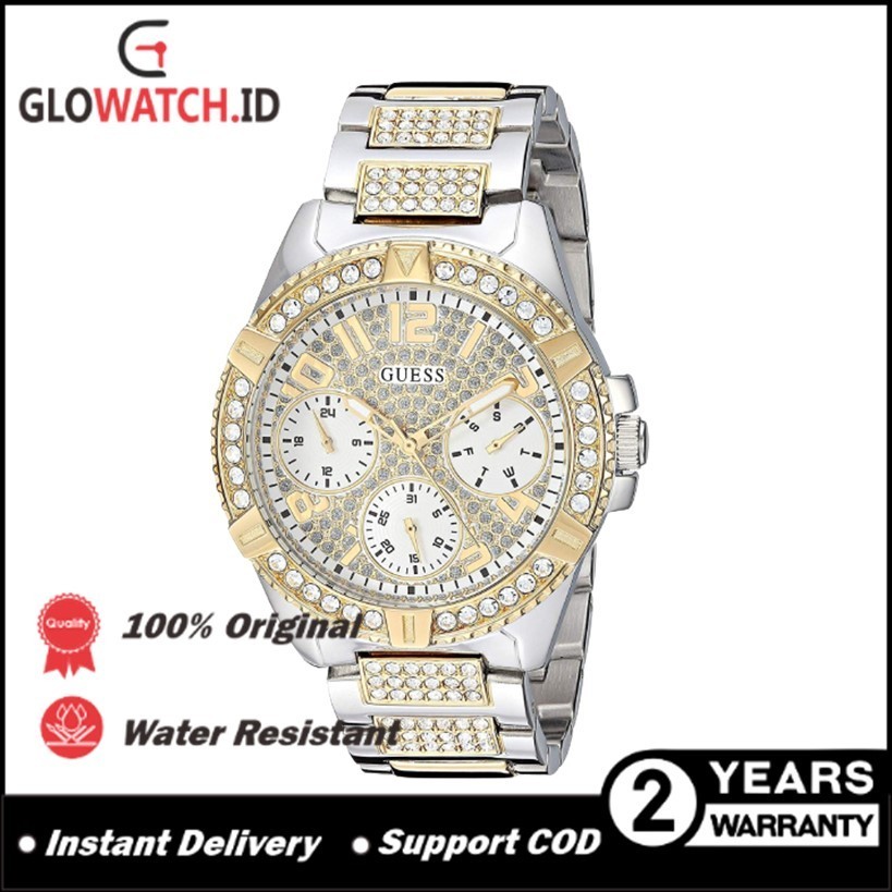 [Promo] Jam Tangan Wanita Guess W1156L5 Crystals Two Tone Stainless Steel Bracelet Original (Garansi